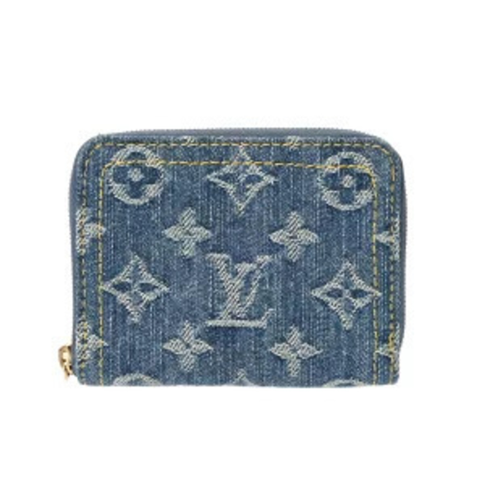 Louis Vuitton Monogram Denim Zippy Coin Blue Case Wallet